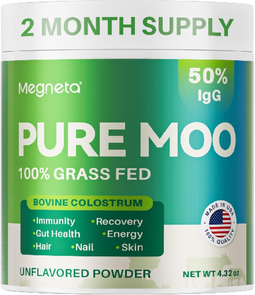 Bovine Colostrum Supplement für Menschen - 12H Erste Milch 50% IgG 100% Gras Fed, Kolostrum Pulver für Gut Gesundheit, Haut & Haar, Schönheit und Immununterstützung reines Moo Keto, Gluten & Fat Free (Unflavored) v2