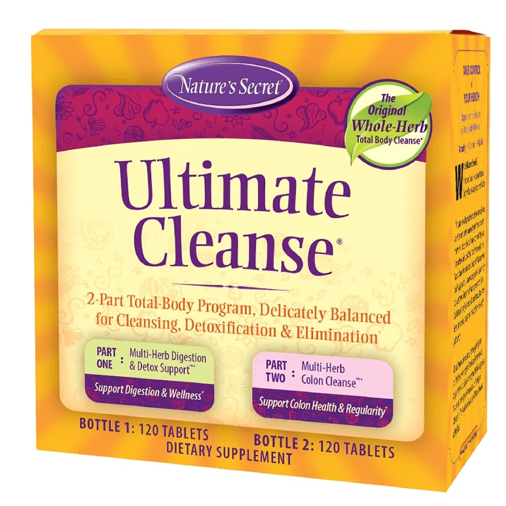 Nature's Secret Ultimate Cleanse - 2-teiliges Gesamtkörperprogramm für Balanced Body Cleansing, Detoxification & Elimination - Multi-Herb Digestion & Multi-Herb Colon Cleanse Supplements - 240 Tabletten