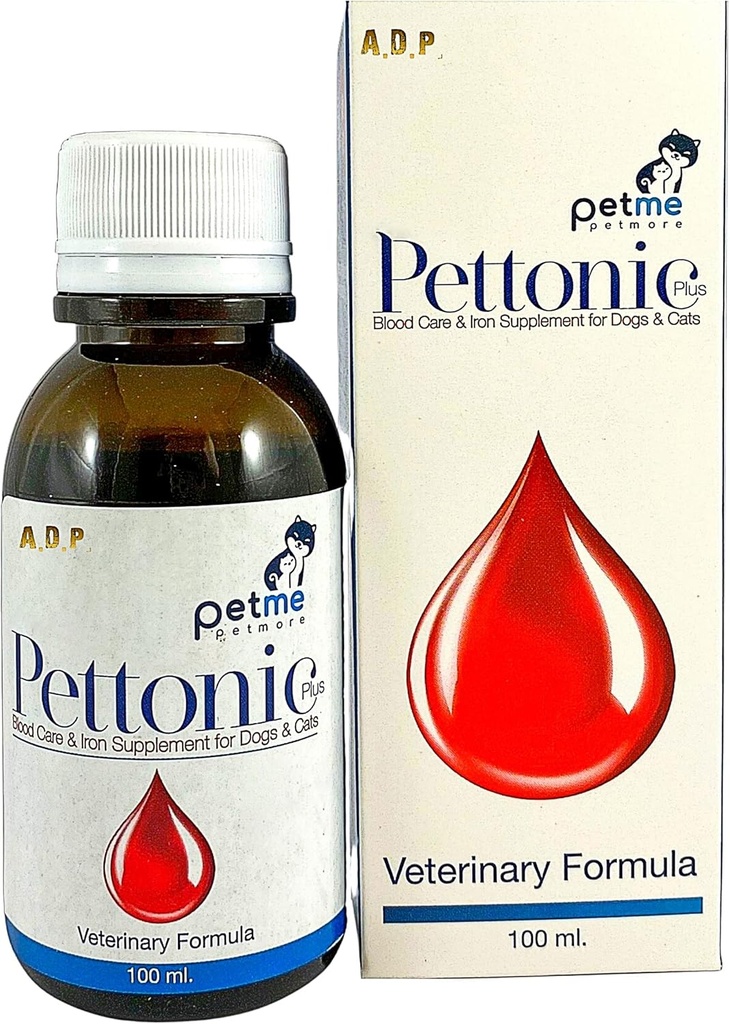 PETTONIC 100 ML. Tonic Pet Booster Liquid Dog Blood Support Iron Supplement für Hunde & Katzen Welpen Kitten Food Multi Vitamins Folic B6 B12 fördert Rote Blutzelle, Schnelle Energie und Immunität