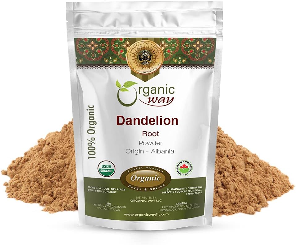Bio Way Dandelion Root Powder (Taraxacum officinale) | Kräutertee - European Wild-Harvest | Organic & Kosher Certified | Non GMO & Gluten Free | USDA Certified | Origin - Albanien (8 Oz)