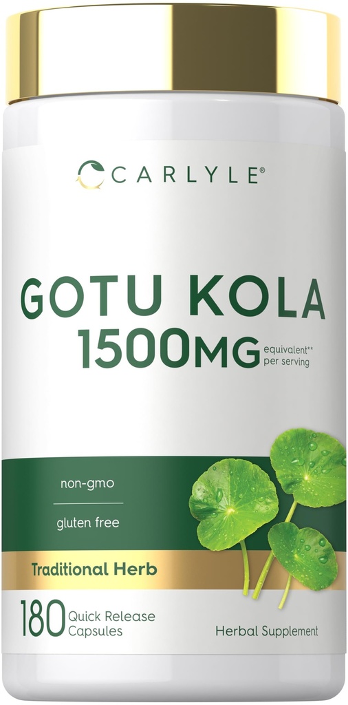 Carlyle Gotu Kola Kapseln 1500mg | 180 Count | Non-GMO, Gluten Free | Traditionelle Kräuterextrakt