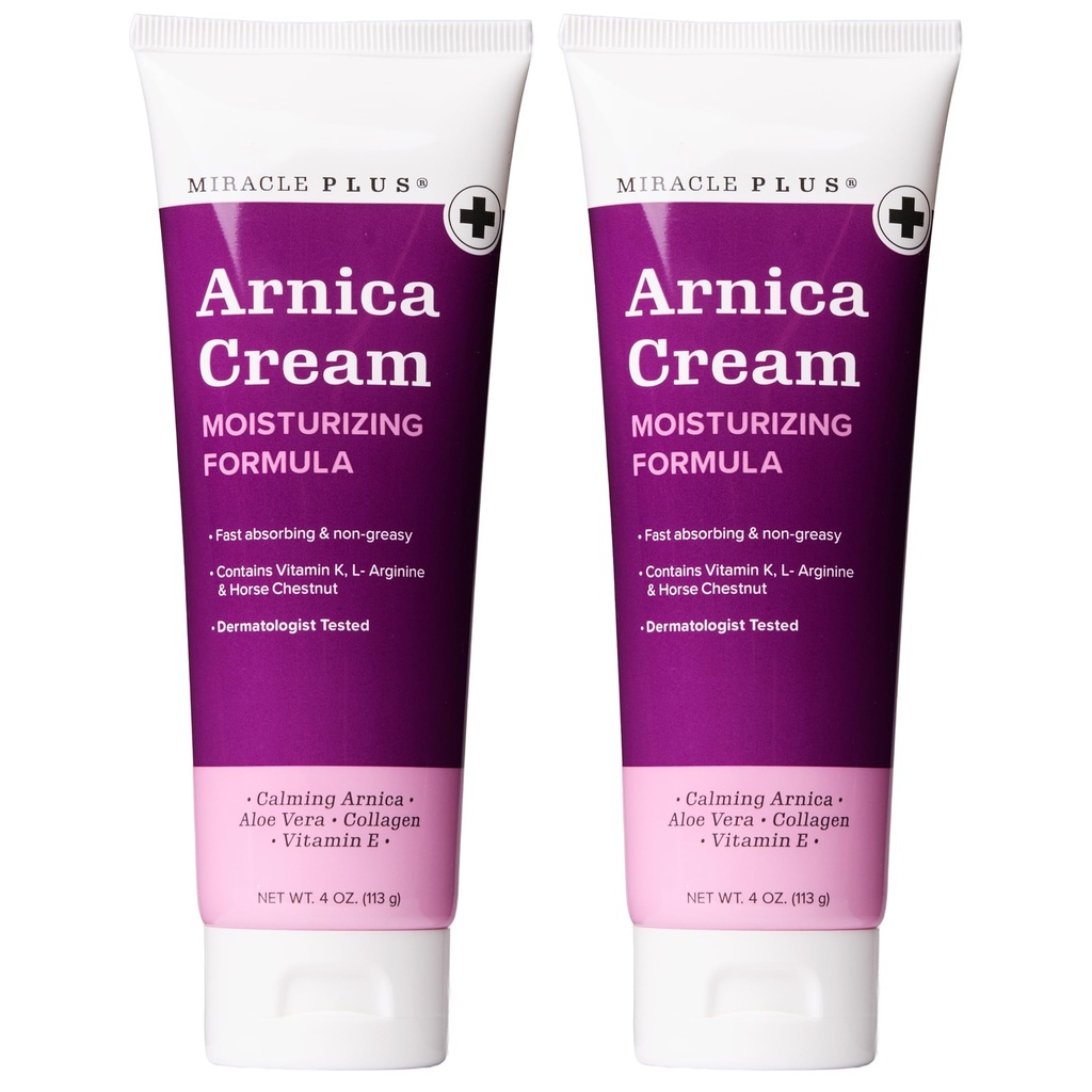 Miracle Plus Arnica Creme Extra Kraft Bruise Relief Lotion für Bruising und Schwellung auf Haut | Arnica Gel, Vitamin K Cream, Hautpflege | Feuchtigkeitsspendende Bruise Formel mit Pferdekastanie, 2-Pack