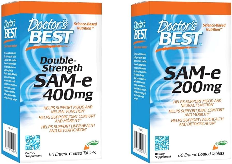Best SAM-e 400 mg, Vegan, Glutenfrei, Sojafrei, Stimmung und Gelenkunterstützung, 60 Enteric Coated & SAM-e Mood & Joint Support & Liver Health (Pharmaceutical Grade/Non-GMO/Gluten Free