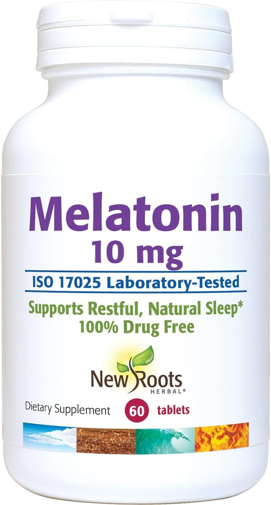 NEU ROOTS HERBAL Schlafergänzung | Pure Melatonin 10 mg (60 Tabletten - 3 Monate Versorgung), Non Habit Forming, natürliche Schlafhilfe, Non-GMO