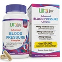 ULTALIFE Blutdruck-Ergänzungen - Advanced Blood Pressure Supplement Complex - Hawthorn Berry, Hibiscus, Knoblauch, Forskolin - 14 Vitamine & Kräuter, 30 Tage Versorgung in Veggie Kapseln