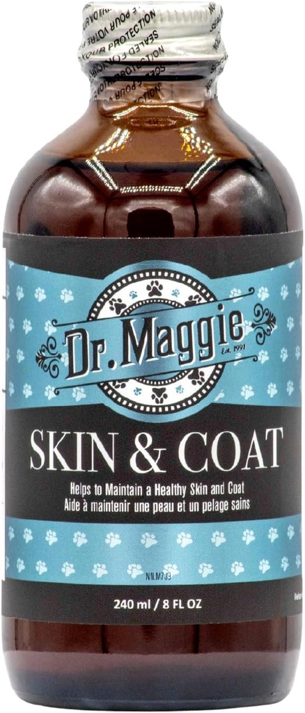 Dr. Maggie Haut und Mantel | Omega 3 Ergänzung mit Fischöl, Flax und Olivenöl | 240 ml