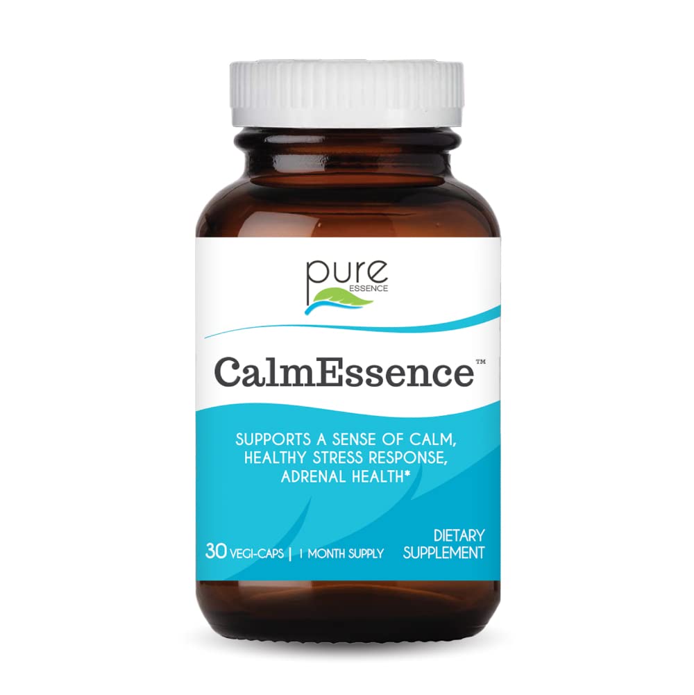 PURE ESSENCE LABS Calm Essence - Natürliche Schlafhilfe und Anti-Stress-Ergänzung für Erwachsene - Berechnung Stress Relief (30 Kapseln)