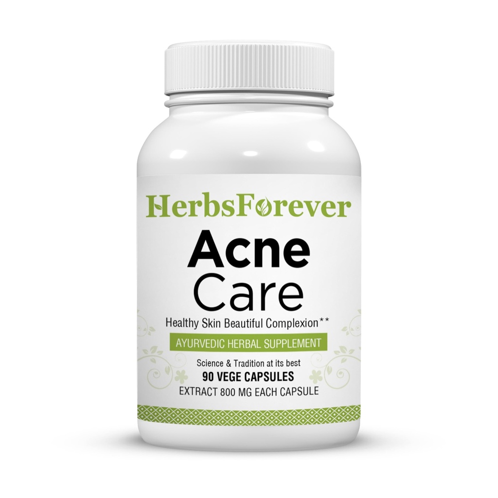 HerbsForever Acne Care ACNIL | Natürliche Kräuterergänzung für klare Haut, Gesunde Haut | Kontrolle Gesicht Pimples & Öl Balance | 90 Veg Kapseln, 800mg Jede | Ayurvedische Formel