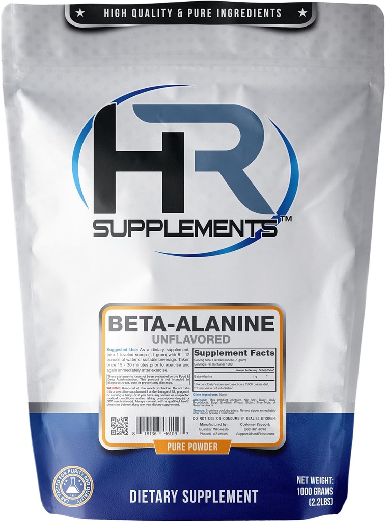 Beta-Alanin-Pulver, 1 Kilogramm (2.2 Lbs), ungeflammt, Lab-geprüft, Scoop eingeschlossen