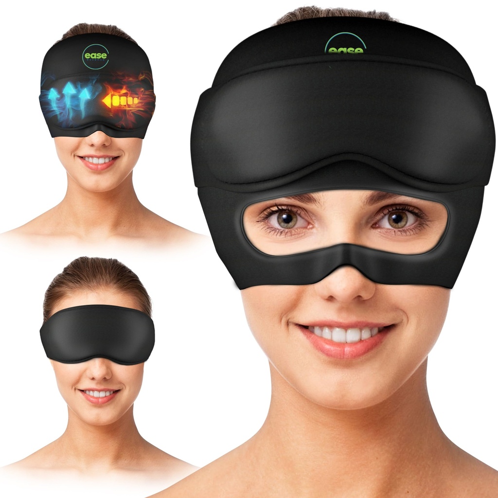 Migraine Relief Cap - 2 in 1 Beruhigende Kopfschmerzen Relief Cap mit abnehmbarer Augenmaske 20% Extra Gel - Kopfschmerzen Hut für Migräne - Kalte Eiskopf Wrap Produkte für Stress, Spannung, Hangover & Puffy Eyes