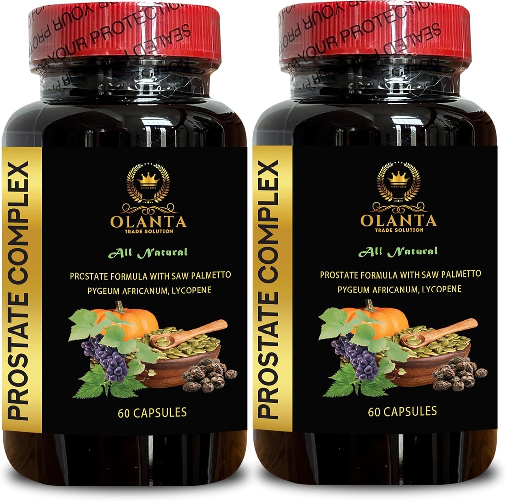 Prostata Complex All Natural - Prostata Vitamine, Prostata Defense Supplements für Männer, Nettle Extract, Prostata Support Supplement für Männer - 2 Flaschen 120 Kapseln