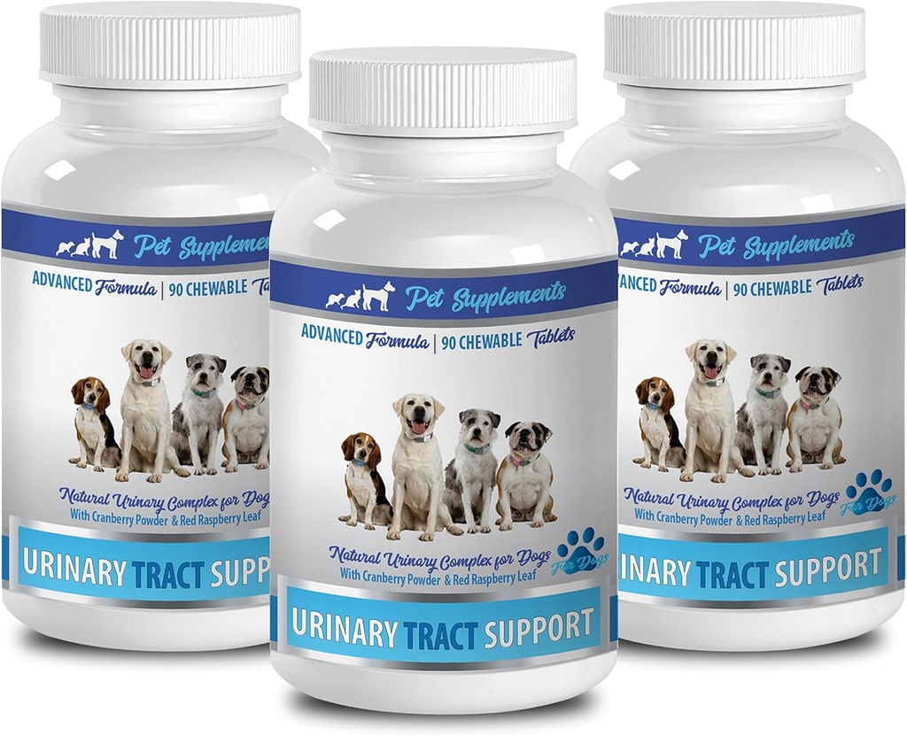 Hundeblase Kauen - DOG URINARY TRACT SUPPORT - NATURAL CRANBERRY SOLUTION - BLADDER HEALTH - VET RECOMMENDED - Cranberry Ergänzung für Hunde erstaunlich - 3 Flasche (270 Bäume)