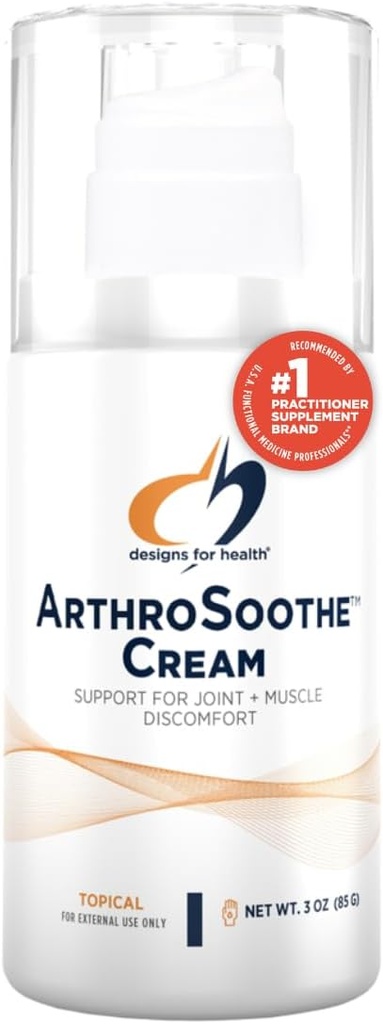 Designs für Gesundheit ArthroSoothe Cream - Muscle & Joint Support Themaale Lotion - Eigenschaften Hyaluronsäure & Glucosamin - Hergestellt mit Pfefferminz, Eucalyptus & Tea Tree Essential Oils - Non-GMO - 3 oz
