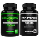 Arachidonsäure (150 Kapseln) - Muskel- und Kraftzusatz für Muskelmasse und Erholung für Männer und Frauen und Epicatechin-Extrakt (60 Kapseln) unterstützt Lean Muscle Pump & Gains - Non-GMO & Vegan
