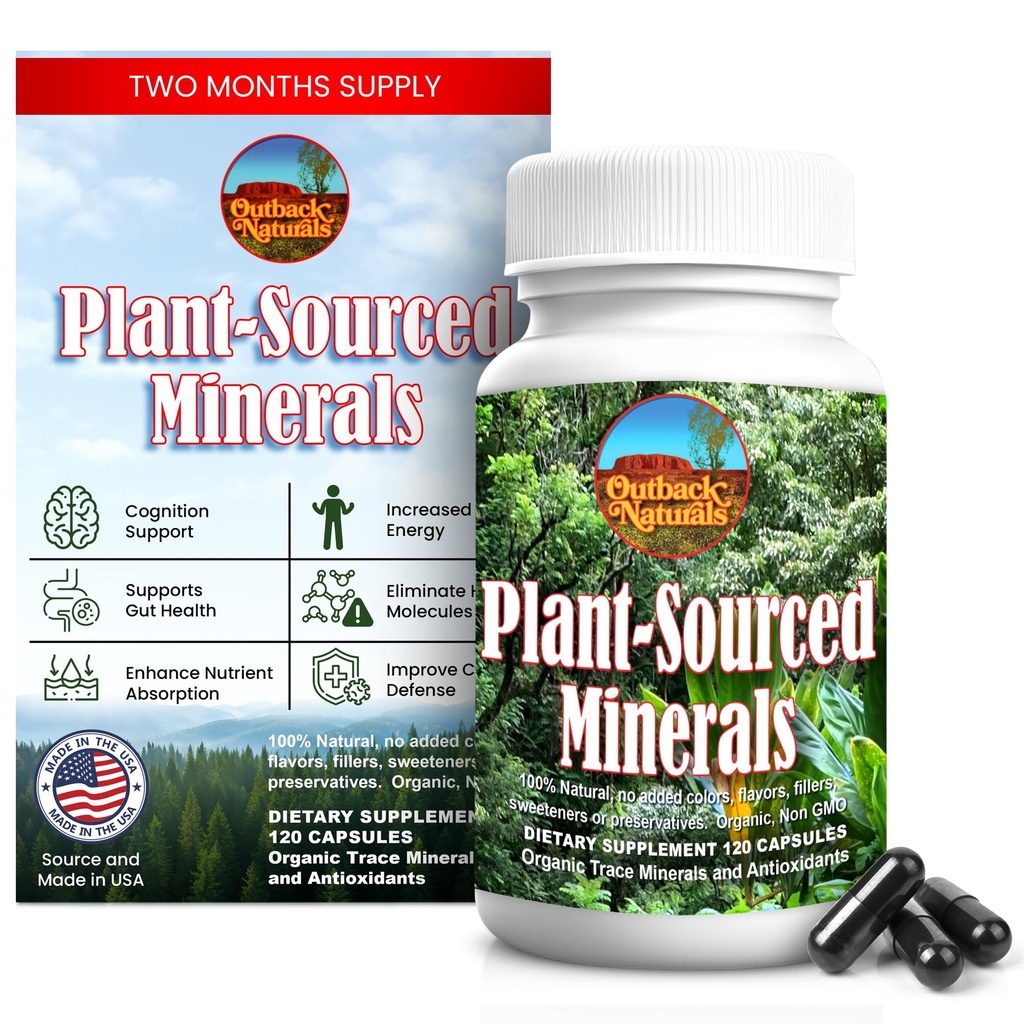Fulvic Humic Mineral Blend of Plant-Sourced Trace Minerals, Elektrolyte, Gut Health, Kognitive & Immununterstützung, Pure Vitality Formula for Strength - 120 Kapseln