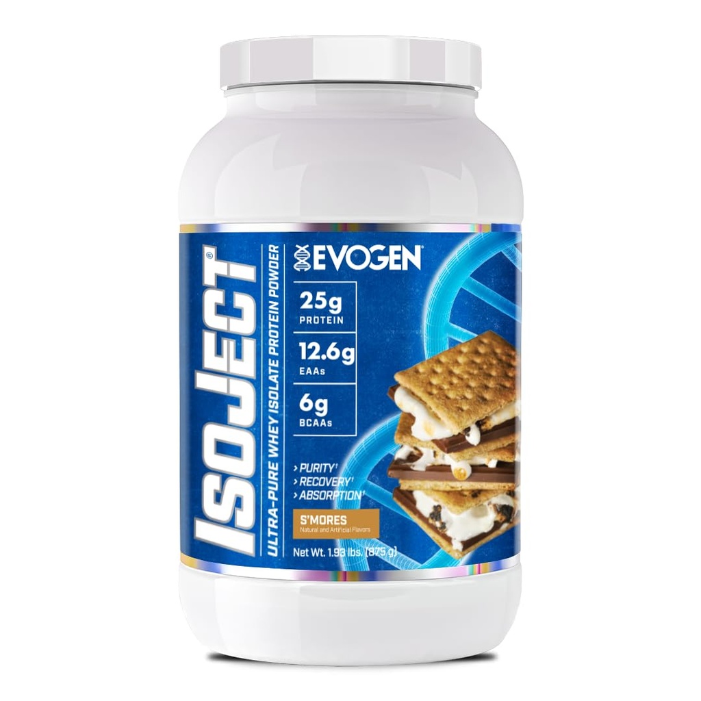 Evogen Isoject - Whey Protein Isolate | Ultra-Pure Whey Protein Pulver mit Ignitor Enzymes, BCAAs und EAAs | Enhanced Absorption & Recovery | S'Mores | 25 Servings