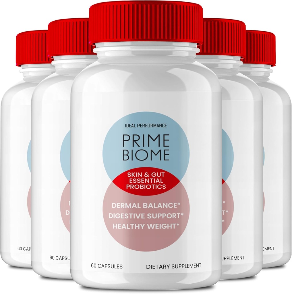 Prime Biome Gut Health Kapseln, PrimeBiome Gesunde Haut Unterstützung Pillen, Prime Biome Advanced Formel - maximale Stärke alle natürlichen Gesundheit & Wellness Pillen, PrimeBiome Bewertungen (5 Pack)