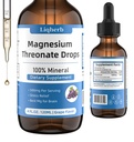 Magnesium Threonat Liquid 500mg, für Erwachsene & Kinder, pflanzliche Glycerinbasis mit besserer Auflösung, beste Mg für Gehirngesundheit, Stress & Muskelrelief, Nerve Gesundheit, Non-GMO, Gluten-Free, Vegan, 2 FL.OZ.
