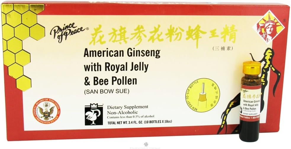 Amer Ginseng mit Royal Jelly Bee Pollen (10 Single Serving Bottles)