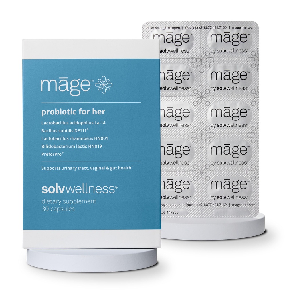 Māge von Solv Wellness Probiotic für Sie, Tägliche Frauen Prebiotika und Probiotika Mischung Nahrungsergänzungsmittel für Verdauung, Vaginal PH Balance, Urinary Tract Health Support, 30 Kapseln