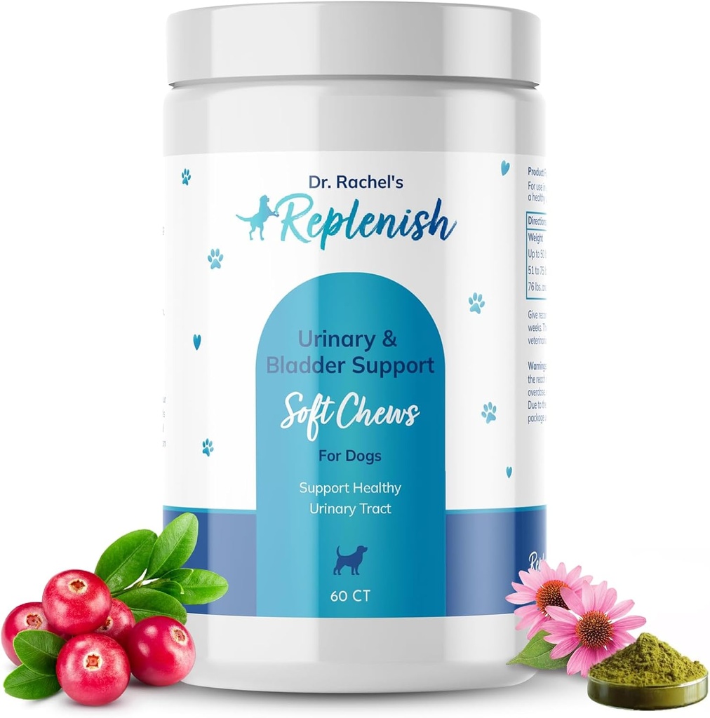 Replenish Urinary Tract Chews für Hunde - Cranberry Extract Chews - Hunde UTI Behandlung - Immunsystem Boost - Hunde Urinary Health Chews für Senior Dogs - Bladder Support Chews - 60 Zähler