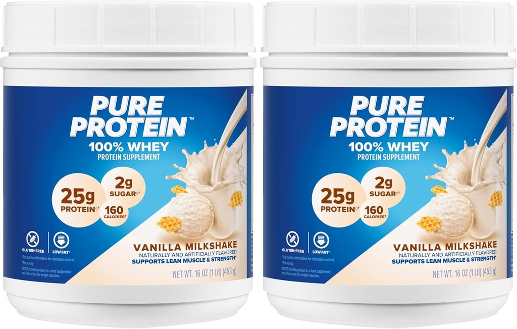 reines Proteinpulver - Whey, High Protein, Low Sugar, Glutenfrei, Vanille Cream Flavor - 1 lb (Packaging May Vary) (Pack of 2)