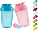Shaker Bottle Protein Shakes und 16-Ounce/400ML Shaker-Bottle mit Whisk Balls,Non-BPA Kunststoff(Blue+Pink(2PCS))