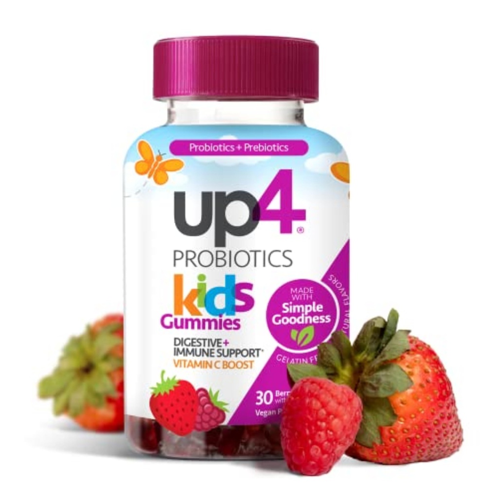 bis4 Kinder Probiotische Gummie, Verdauungs- und Immununterstützung mit Präbiotika und Vitamin C, Gelatin frei, Glutenfrei und nicht-GMO, Für Alter 3+, 30 Anzahl