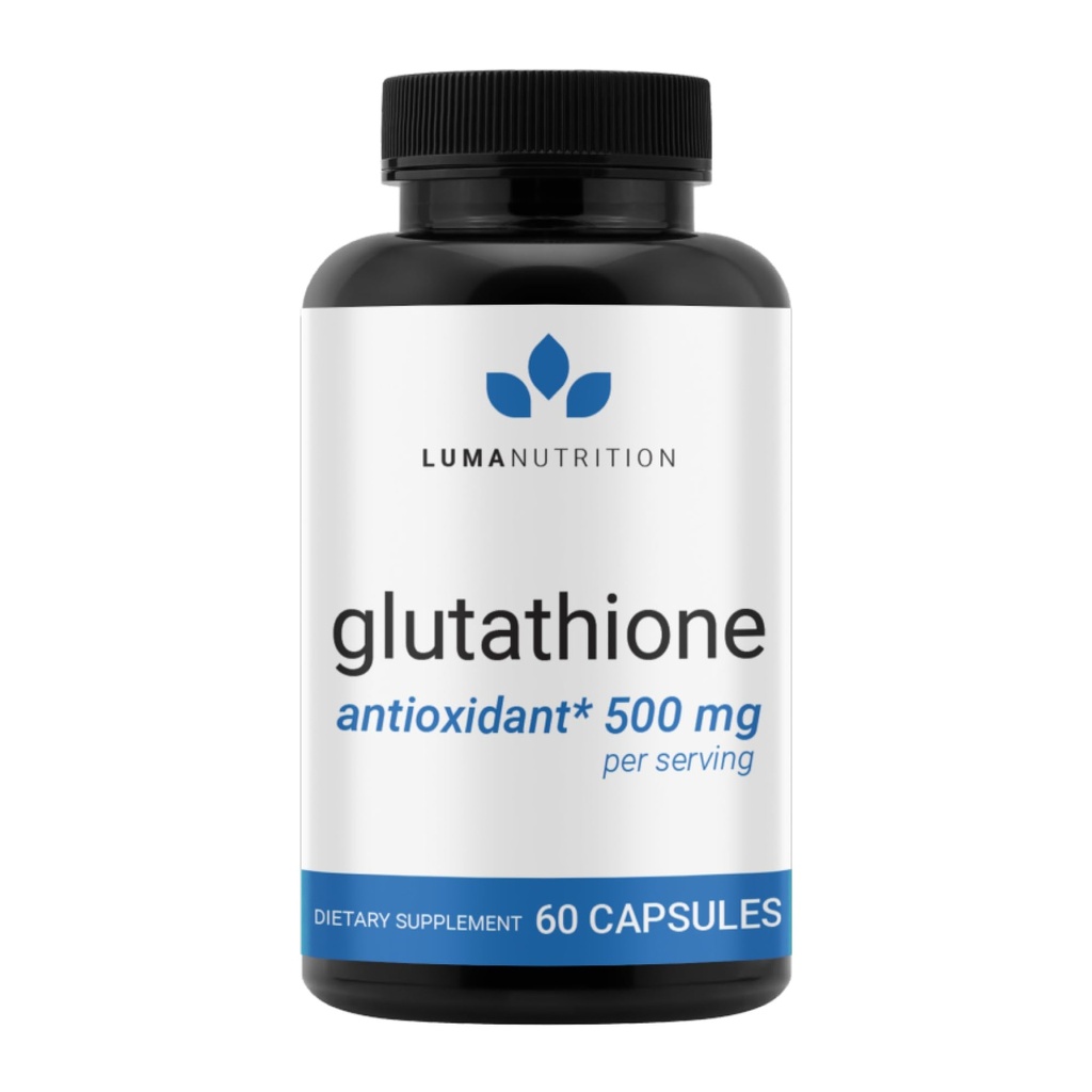 Luma Nutrition Premium Glutathione Supplement - 500mg - L-Glutathione - Antioxidans Support - Reduziert - Liver Support - 60 Kapseln