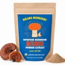 Malama Bio Reishi Pilzpulver, Pure Fruiting Body Extract, Adaptogenic Superfood für Immununterstützung und Wellness, 100 Portionen