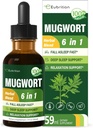 Mugwort Kräuterflüssigkeit Tropfen für Schlafunterstützung, Mugwort Blätter(Artemisia vulgaris) Alle in 1 Formel für Entspannungsunterstützung, Kräuterergänzung mit Valerian Chamomile Tulsi Lavender Extract.2oz