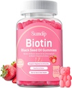 Schwarze Seed Ölgummis mit Biotin, Immununterstützung Gesunde Haar&Skin&Nails für Frauen und Männer, Chlorophyll, Zink, Vitamin A, B6, B12, C, D, E, Vegan Supplement - 60 Gummie