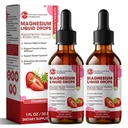 M inch Magnesium Glycinat Flüssigkeit, hohe Absorption Magnesium Flüssigkeitstropfen mit Cellulosefaser, Bromelain, Vitamin B6, C, D, Zink, Magnesium Ergänzung für Kinder und Erwachsene, Erdbeeren Geschmack, 2 Packung