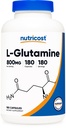 Nutricost L-Glutamin 800mg, 180 Kapseln - Glutenfrei, Non-GMO
