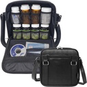 Medium 2-in-1 Pill Bottle Organizer, Crossbody PU Leder Geldbörse für Frauen, Medizin Tasche, Case, Träger für Medikamente, Reisemedizin Organizer, Med Bag - Schwarz (ohne Schloss)