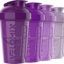 VELOMIX -4 PACK- 20 OZ Protein Shaker Flaschen für Proteinmischungen, Shaker Cups für Protein Shakes, Small Shaker Bottle Pack, Shaker Cup, Shakers für Protein Shakes (Purple Bloom)