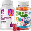 Kinder Multivitamin-Gummien 14 essentielle Vitamine und Magnesium-Gummien Sugar-Free - Tägliche Ergänzung Vitamin A, C, D, E Vegetarische B6&B12, Zink, Biotin mit Zucker-freien Magnesium-Kalk-Schauen für Kinder &amp; Erwachsene