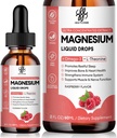 Beruhigen Magnesium-Flüssigtropfen mit Magnesium-Glycinat, Citrat, Oxid & Taurat für Knochen, Herz, Muskel, Immun, Energie, Schlaf & Verdauung, hohe Absorption, Zuckerfrei, Himbeer Geschmack,2 Fl Oz