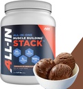 All-in-One Muscle Building Stack - Chocolate Whey Protein Isolate, Creatine Monohydrate, HMB, und L-Glutamin, 4 Produkte in einem, Nichts Künstliche, 30 Servierungen