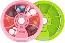INVODA Wöchentliche Pille Organizer 7 Kompartment rotierende Pille Box für tägliche Medikamente & Vitamine - Tragbare Reise Pille Fall Fischöl Ergänzungen Vitamine Organizer (Pink+Green)