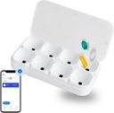 DEFI Smart Pillbox, Large, 8 Slots, Pill Organizer, Portable, Bluetooth, einfach zu bedienen, Selfcare, mit Alarm, Sound & Light, Täglich, Kompakte Medizin Halter für Vitamine, Ergänzungen, Kostenlose Reminder App.