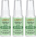 Lovita Propolis Throat Spray, Canadian Propolis Spray, High Potent 500 mg Propolis pro ml mit 9:1 High Concentrate, Natural Sore Throat Spray für Immununterstützung, Alkoholfrei, 1 Fl Oz (Pack mit 3)