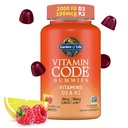 Garten des Lebens Vitamin-Code D3 & K2 Gummie mit Präbiotika und Probiotika - Knochengesundheit, Immungesundheit und Verdauungsunterstützung, Non-GMO, Glutenfrei, Himbeere Lachse Geschmack, 45 Gummi