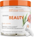 Genius Beauty, Hair Skin & Nails Vitamine, 60 Kapseln - Anti-Aging Antioxidante Ergänzung, hydrolysierte Collagen Pillen, Glutathione & Astaxanthin - Detox Cleanse, Falten, Haarwachstum & Gesunde Haut
