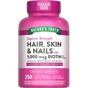 Nature's Truth Hair, Skin & Nails Vitamine | 5000mcg | 250 Softgels | Enthält Kollagen, Biotin und Kokosnussöl | Non-GMO & Gluten Free Supplement für Frauen und Männer