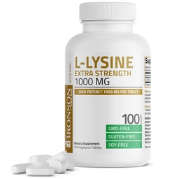 Bronson L-Lysine Extra Strength 1000 MG pro Tablet Hohe Potenz, Immununterstützung & unterstützt Kollagensynthese, Non-GMO, 100 Vegetarische Tabletten
