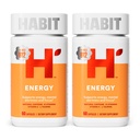 Habit Energy Supplement 2 Pack (120 Kapseln) - New Look, unterstützt Energie, Mentale Alertness und Fokus, Natürliche Koffein, Vitamine B & C, Grüner Tee Extrakt, Vegan, Non-GMO