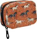 Fustylead Retro Western Running Cowboy Pferd und Sterne Pille Organizer für Geldbörse, Wöchentliche tragbare Pille Box mit Reißverschluss zu Lagerung Vitamine Fischöle Medikamente Ergänzungen