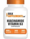 BulkSupplements.com Niacinamid Kapseln - Niacinamid-Ergänzung, Vitamin B3-Ergänzung, Niacinamid 500mg - Glutenfrei, 1 Kapsel pro Servierung, 300 Kapseln (Pack von 1)
