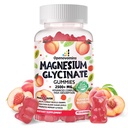 Magnesium Glycinate Gummies 2500mg - Zuckerfreie Magnesium Kaliumergänzung mit Vitamin D, B6, CoQ10 für ruhige Stimmung & Schlafunterstützung - 90 Peach Gummies